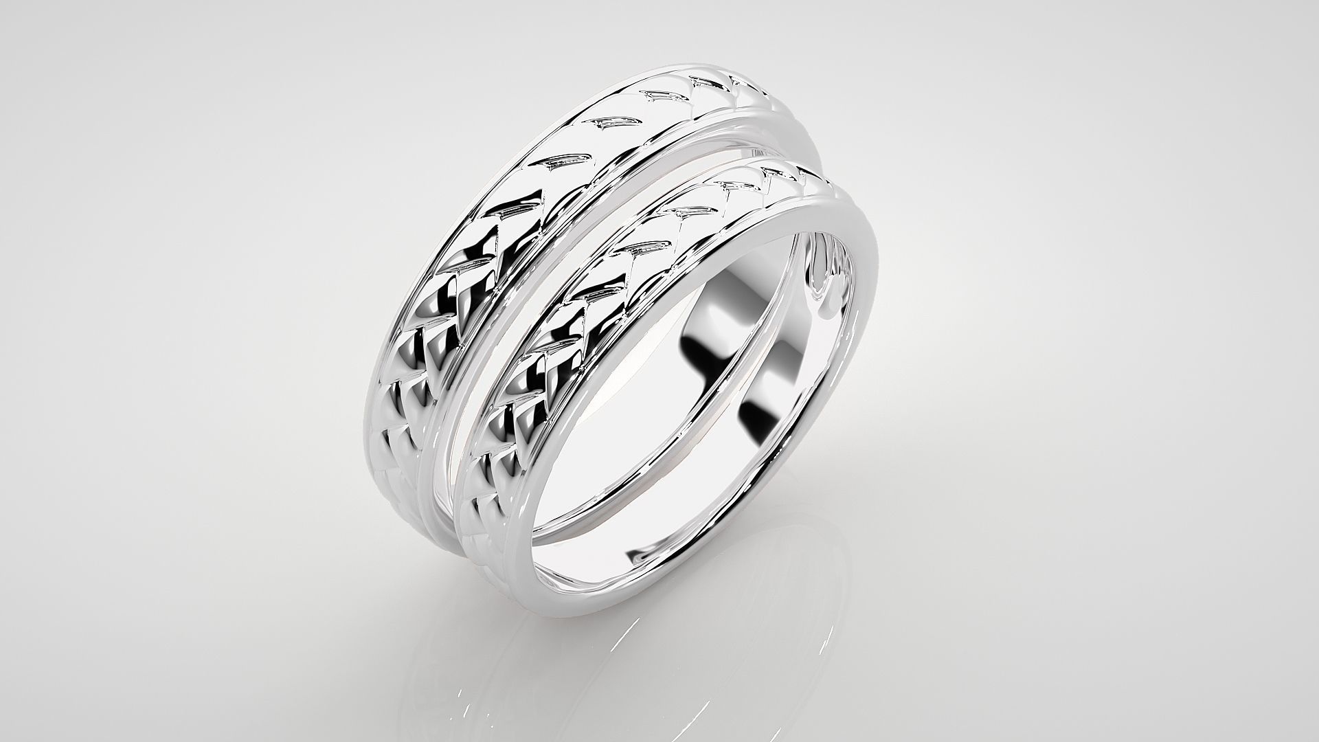 Plain Gold Couple Band Ring 3dm stl render detail 3D print model_7