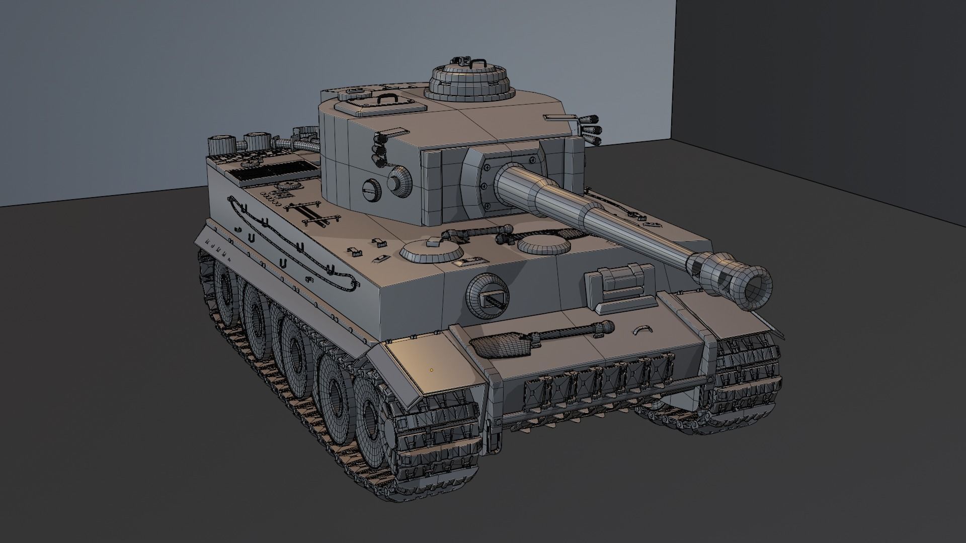 Tiger 131 Low-poly 3D model_9