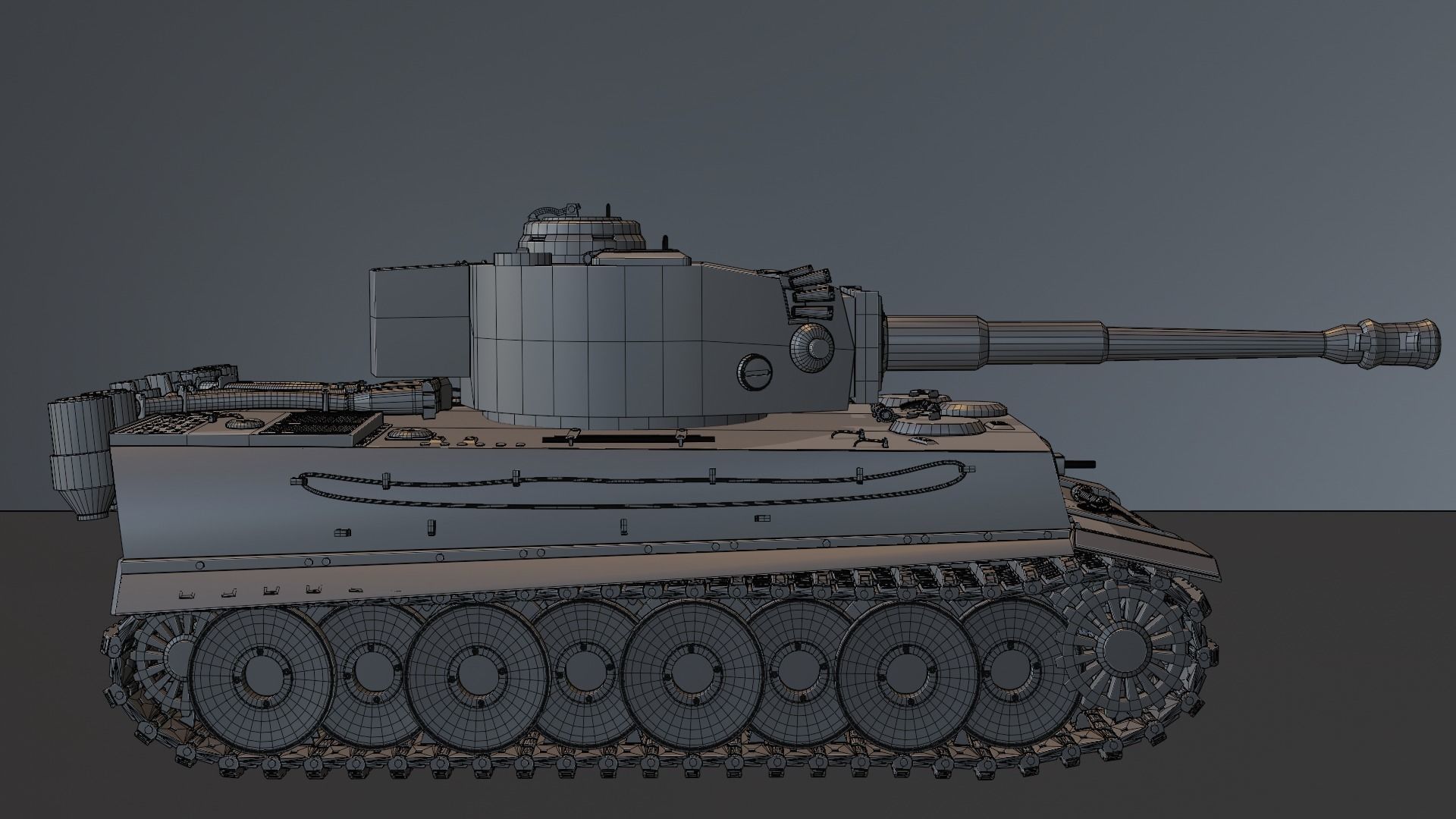 Tiger 131 Low-poly 3D model_8