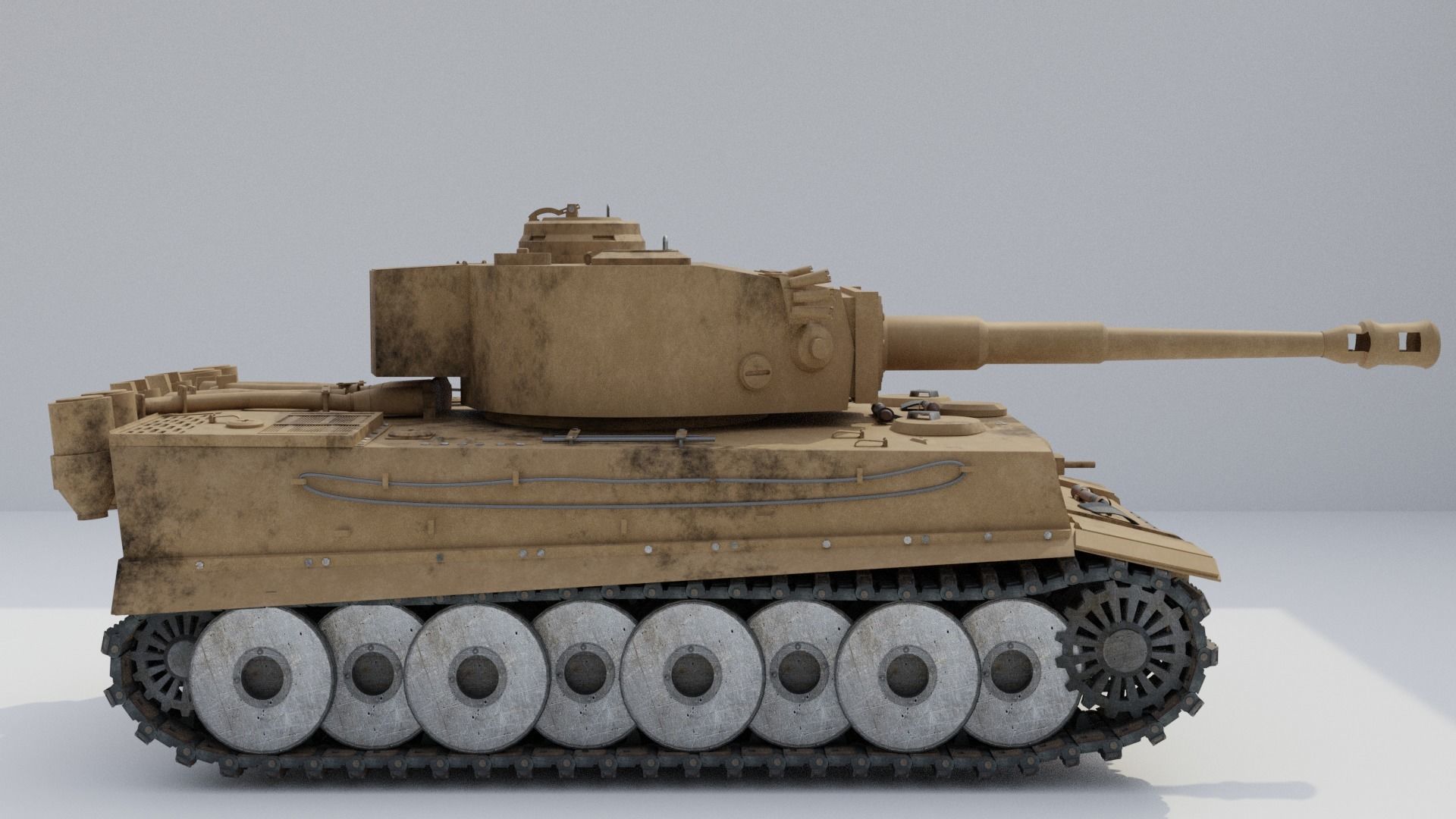 Tiger 131 Low-poly 3D model_4
