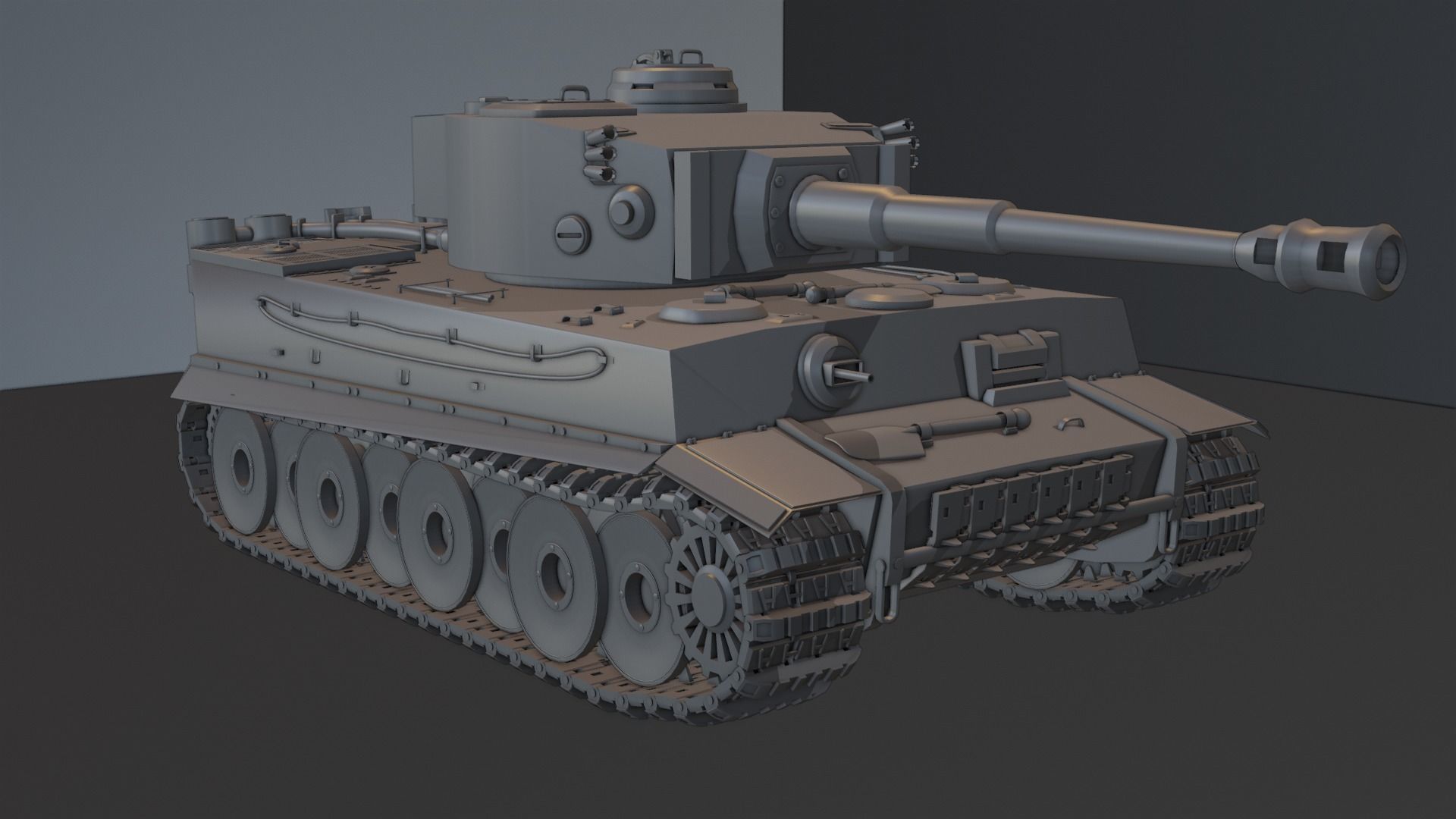 Tiger 131 Low-poly 3D model_5