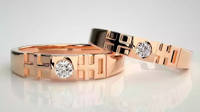 Solitaire Cross Couple Band Ring 3dm stl render detail 3D print model Solitaire Cross Couple Band Ring 3dm stl render detail 3D print model