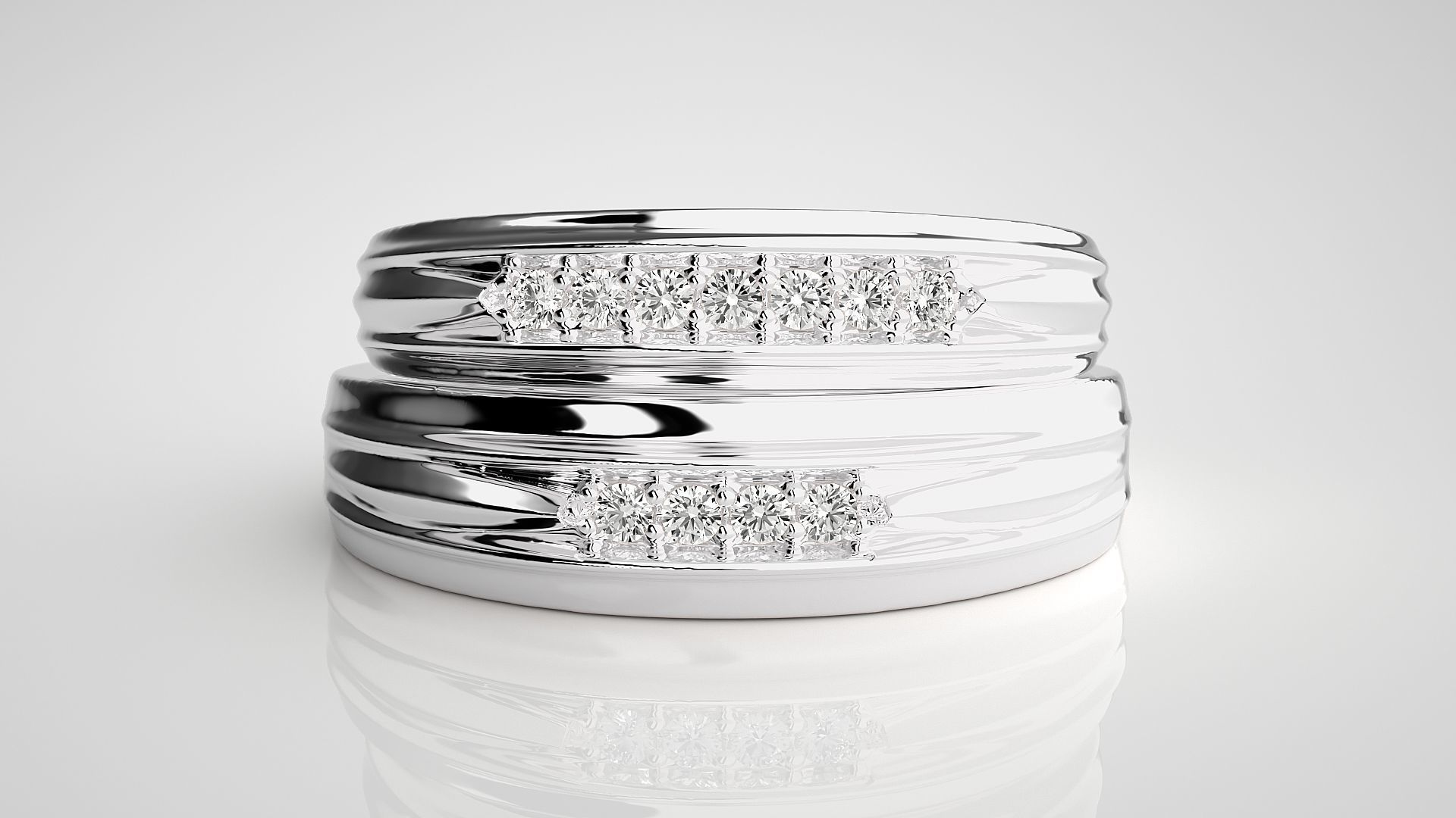 Diamond Couple Band Ring 3dm stl render detail 3D print model_6