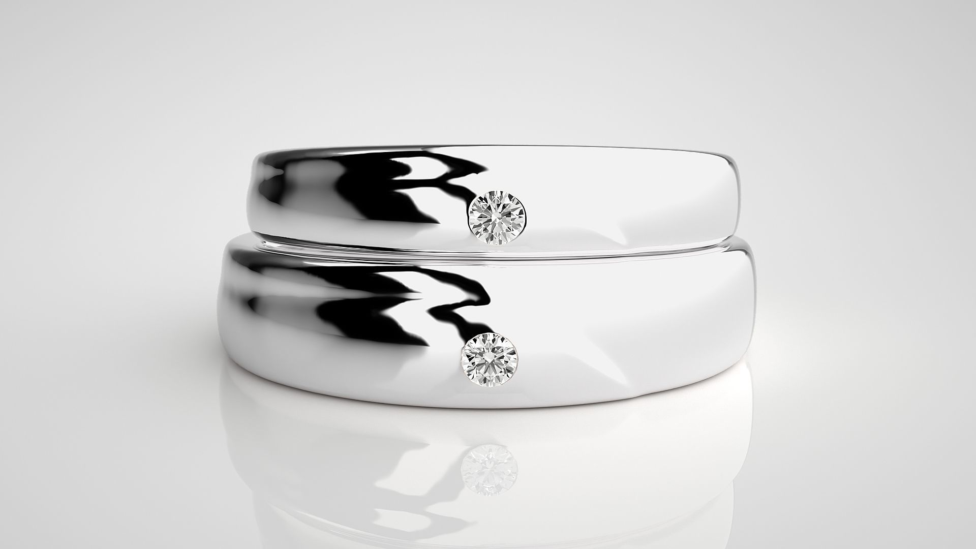 Solitaire Couple Band Ring 3dm stl render detail 3D print model_6