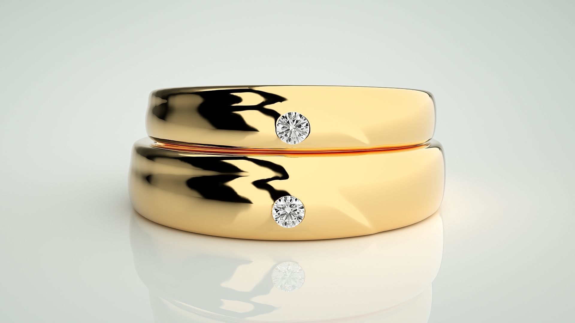 Solitaire Couple Band Ring 3dm stl render detail 3D print model_10