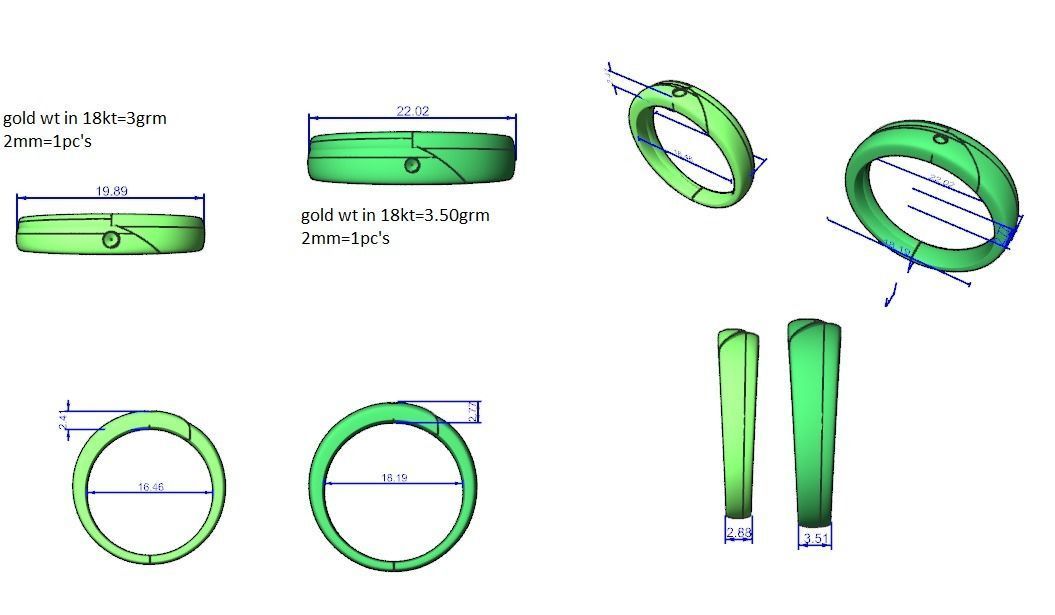 Solitaire Couple Band Ring 3dm stl render detail 3D print model_12