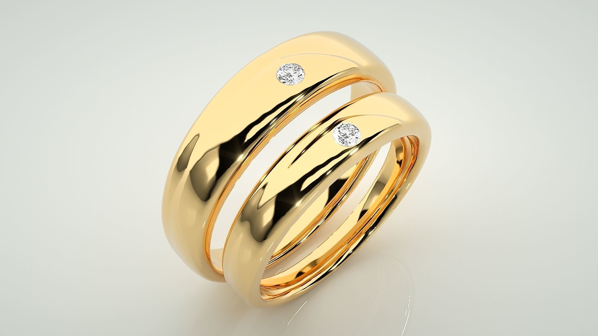 Solitaire Couple Band Ring 3dm stl render detail 3D print model_11