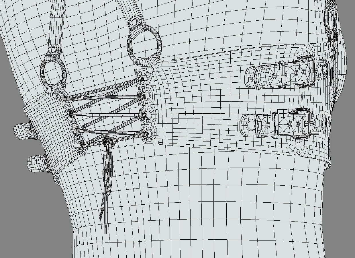 Black Leather Top Body Breast Belt Portupeya Harness Low-poly 3D model_16