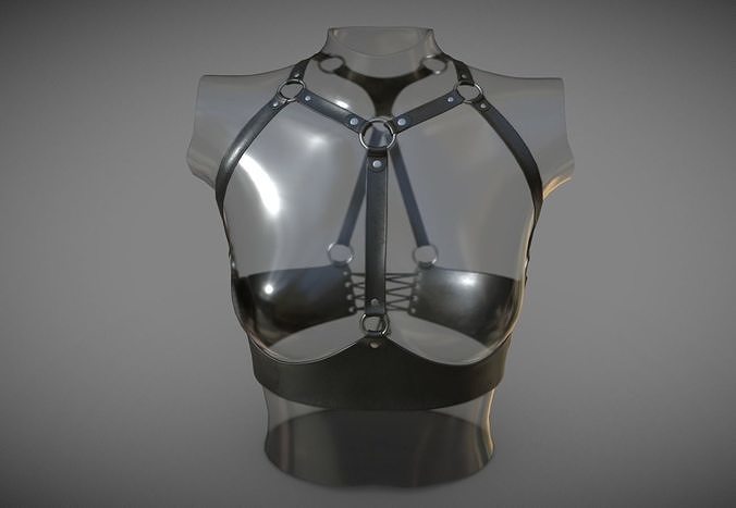 Black Leather Top Body Breast Belt Portupeya Harness Low-poly 3D model