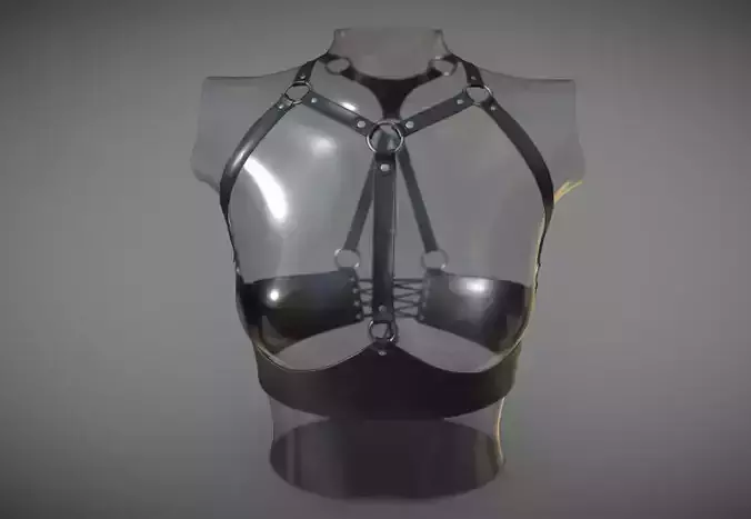 Black Leather Top Body Breast Belt Portupeya Harness Low-poly 3D model