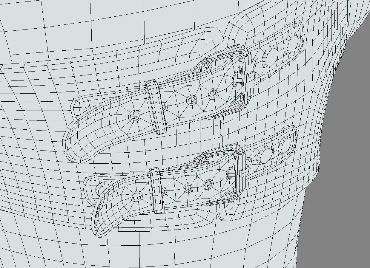 Black Leather Top Body Breast Belt Portupeya Harness Low-poly 3D model_17