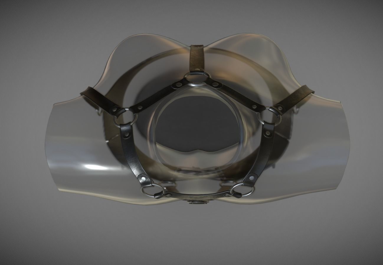 Black Leather Top Body Breast Belt Portupeya Harness Low-poly 3D model_9