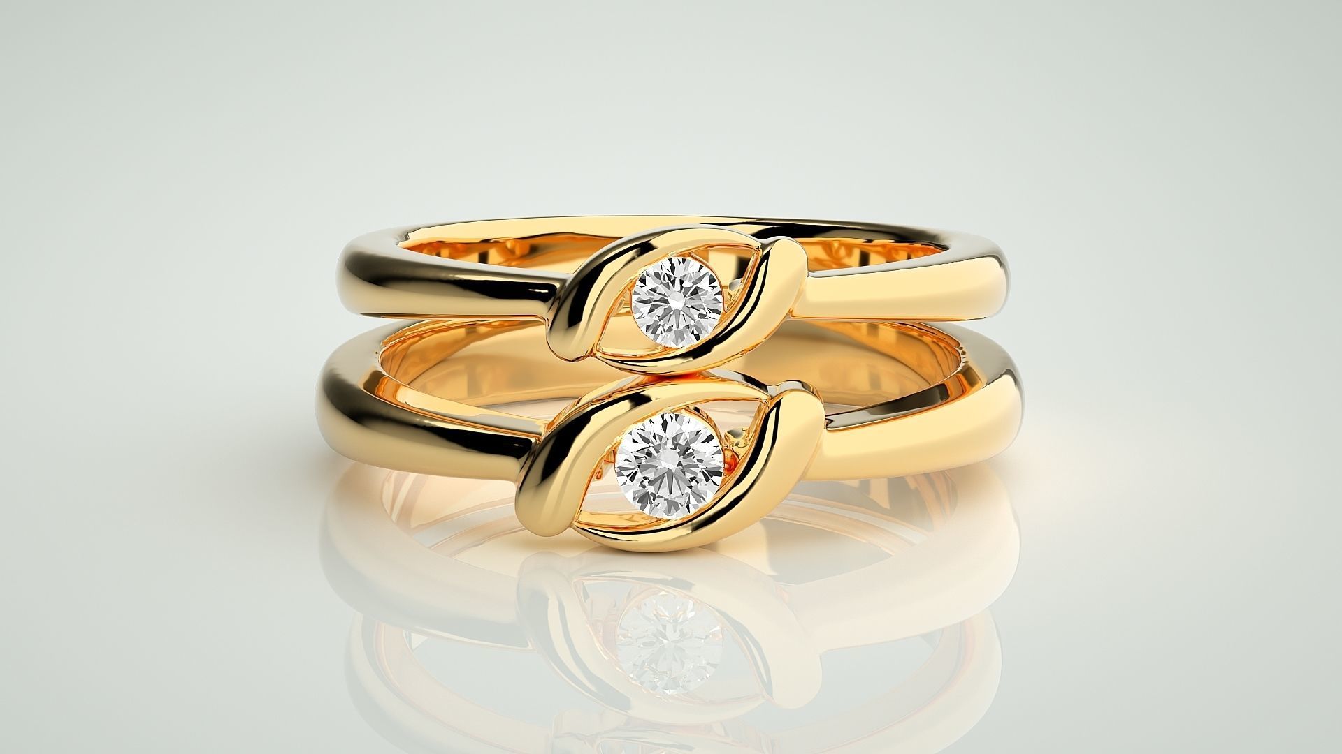 Thin Light wt Solitaire Couple Band Ring 3dm stl render detail 3D print model_11