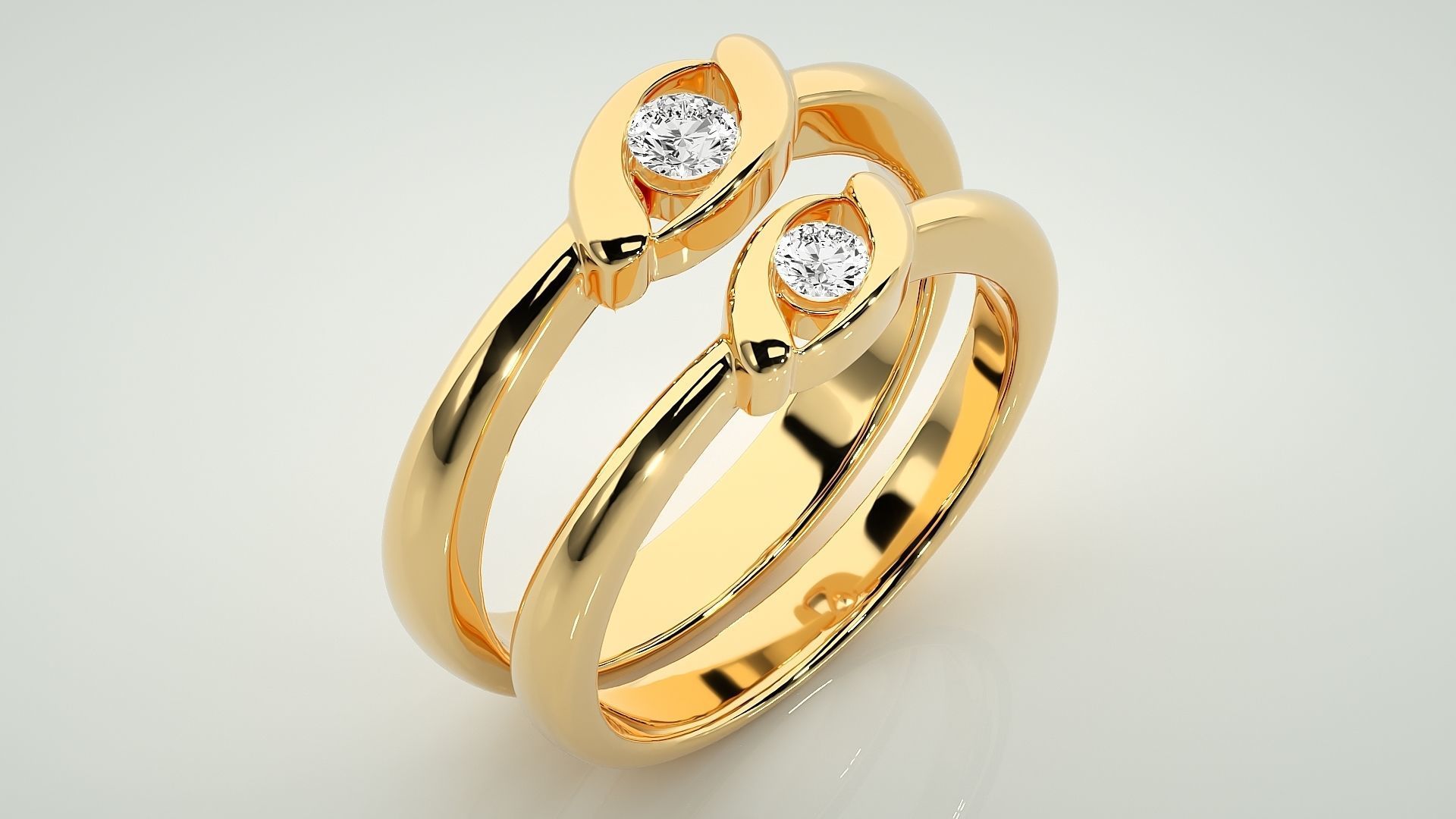Thin Light wt Solitaire Couple Band Ring 3dm stl render detail 3D print model_12