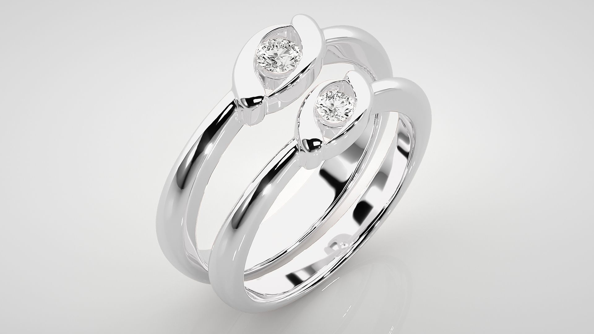 Thin Light wt Solitaire Couple Band Ring 3dm stl render detail 3D print model_8