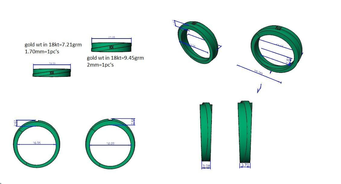 Solitaire Couple Band Ring 3dm stl render detail 3D print model_3