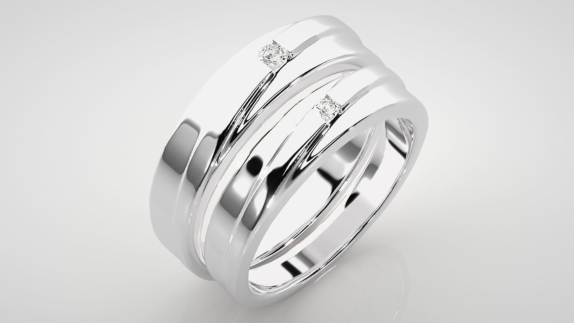 Solitaire Couple Band Ring 3dm stl render detail 3D print model_8