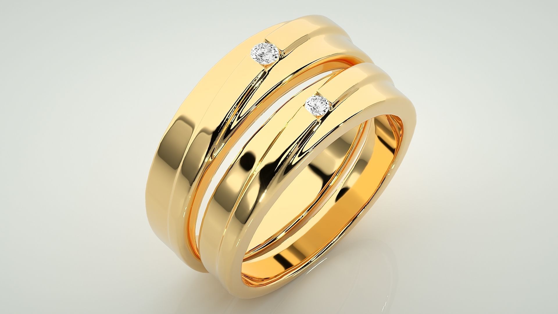 Solitaire Couple Band Ring 3dm stl render detail 3D print model_12