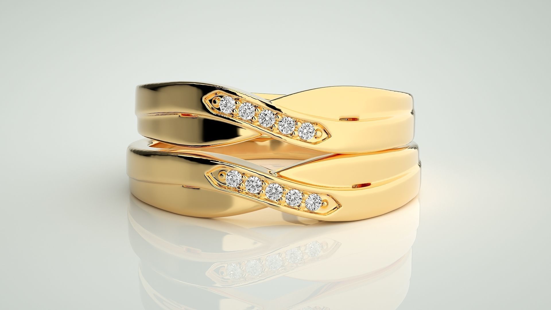 Diamond Couple Band Ring 3dm stl render detail 3D print model_11