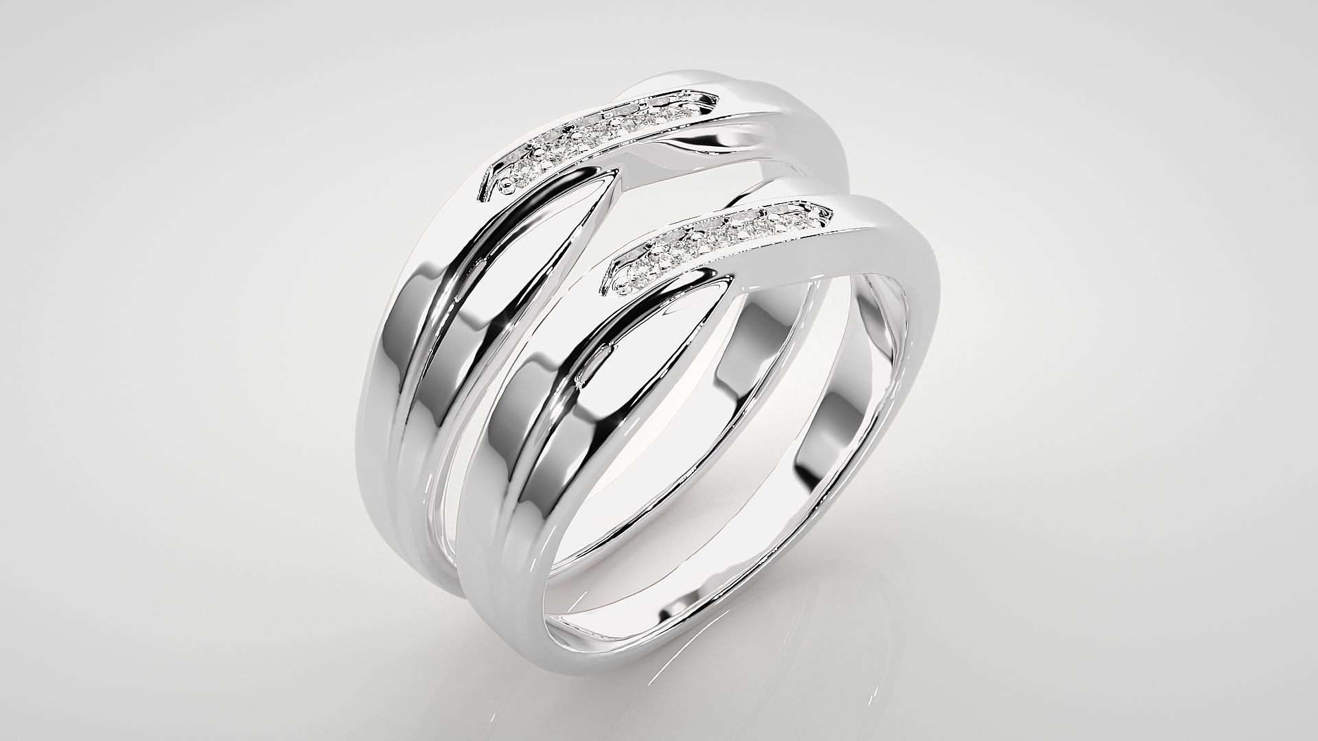 Diamond Couple Band Ring 3dm stl render detail 3D print model_8
