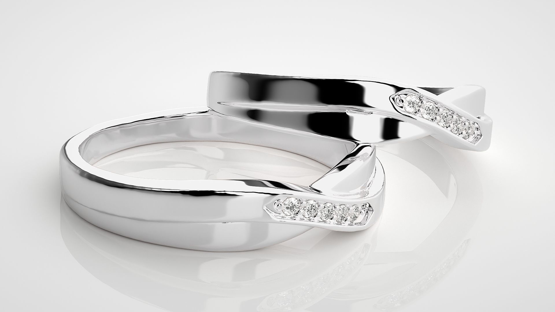 Diamond Couple Band Ring 3dm stl render detail 3D print model_6