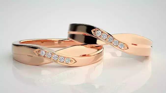 Diamond Couple Band Ring 3dm stl render detail 3D print model Diamond Couple Band Ring 3dm stl render detail 3D print model
