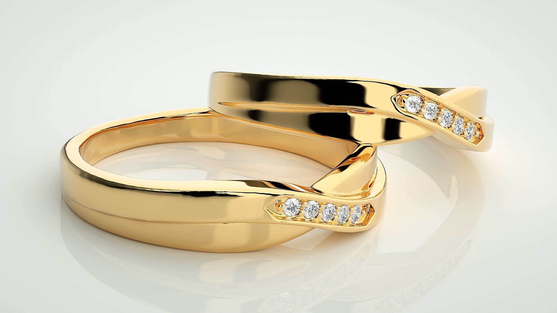Diamond Couple Band Ring 3dm stl render detail 3D print model_10