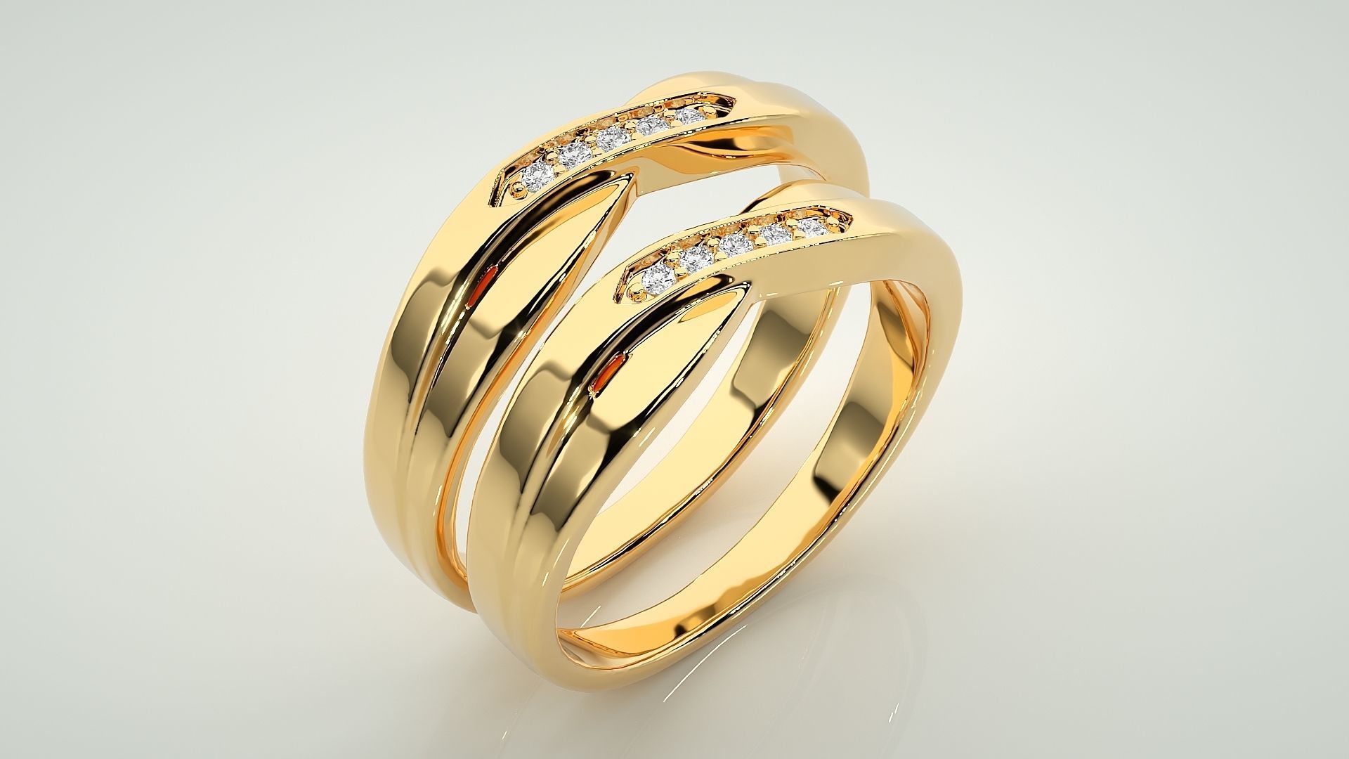 Diamond Couple Band Ring 3dm stl render detail 3D print model_12