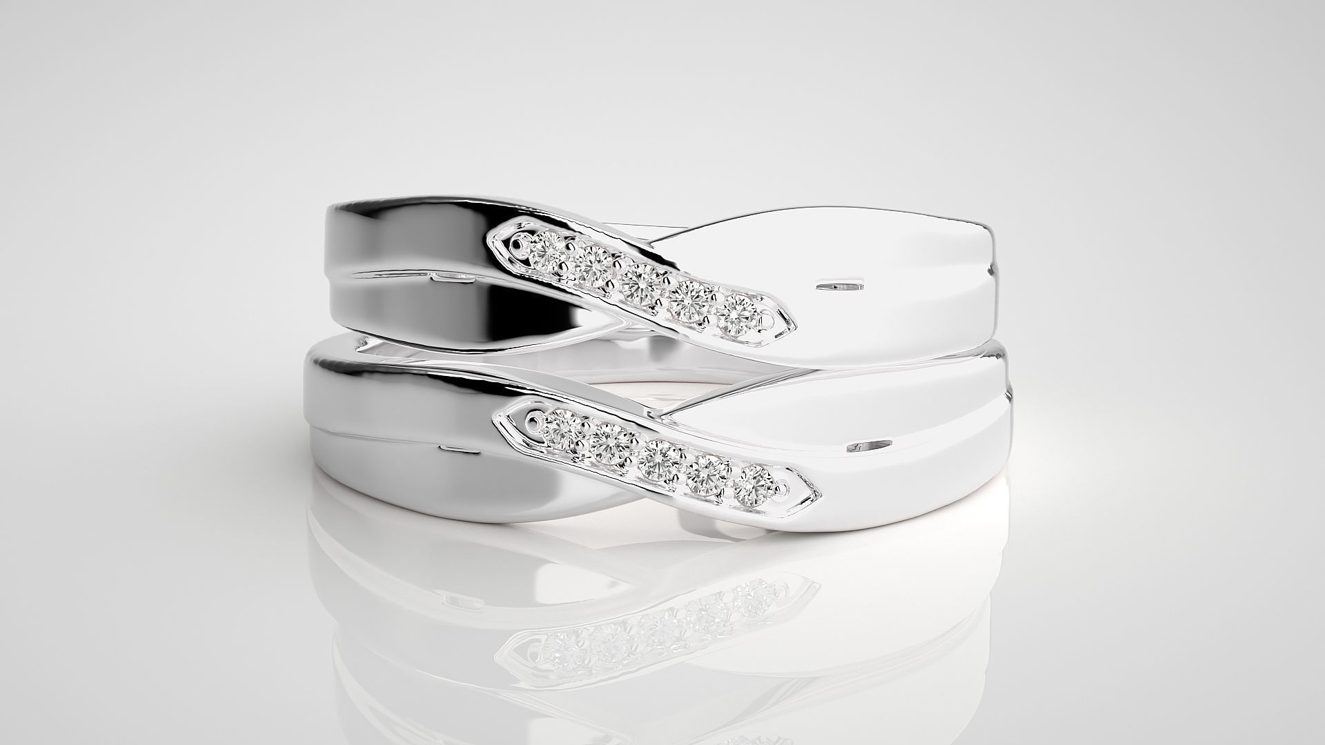 Diamond Couple Band Ring 3dm stl render detail 3D print model_7