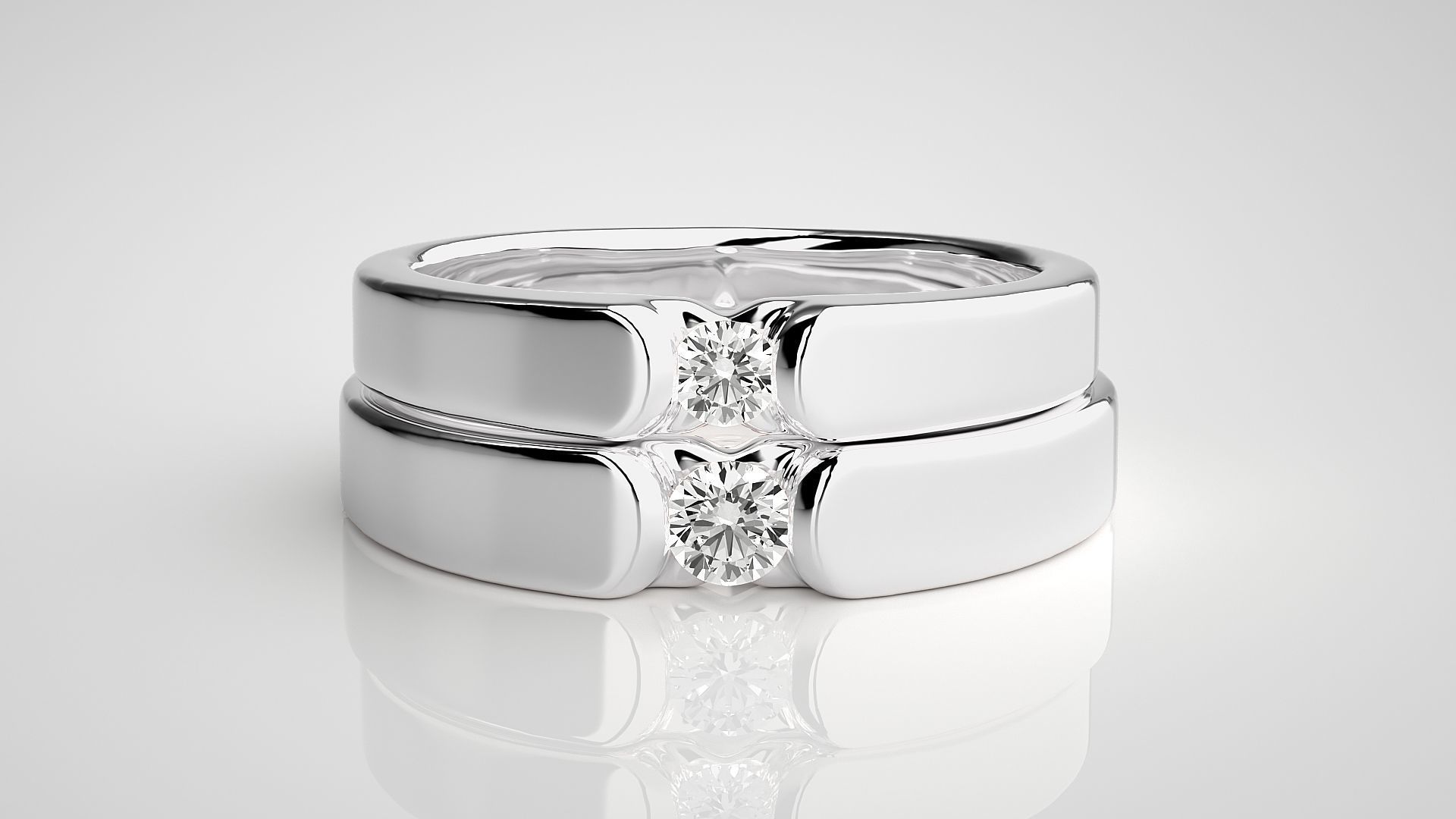 Couple Band Ring 3dm stl render detail 3D print model_7