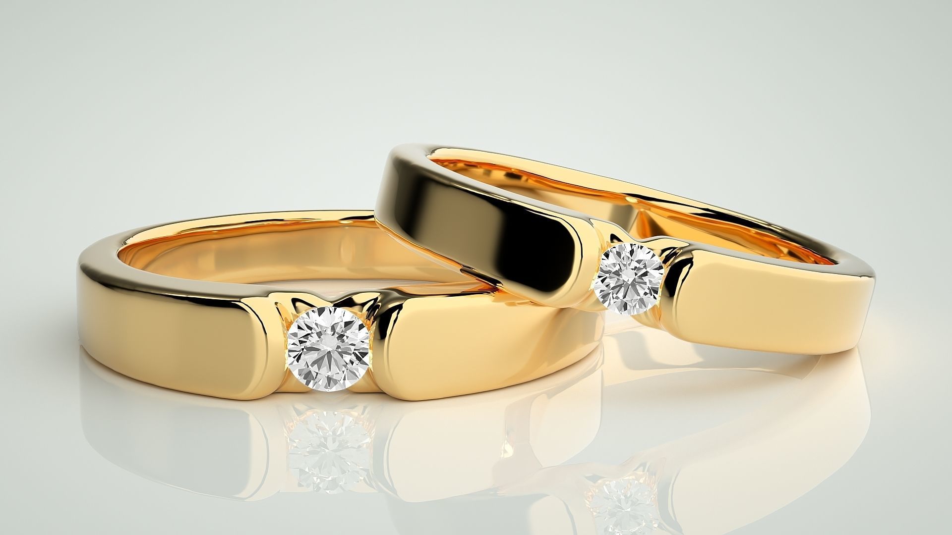 Couple Band Ring 3dm stl render detail 3D print model_9