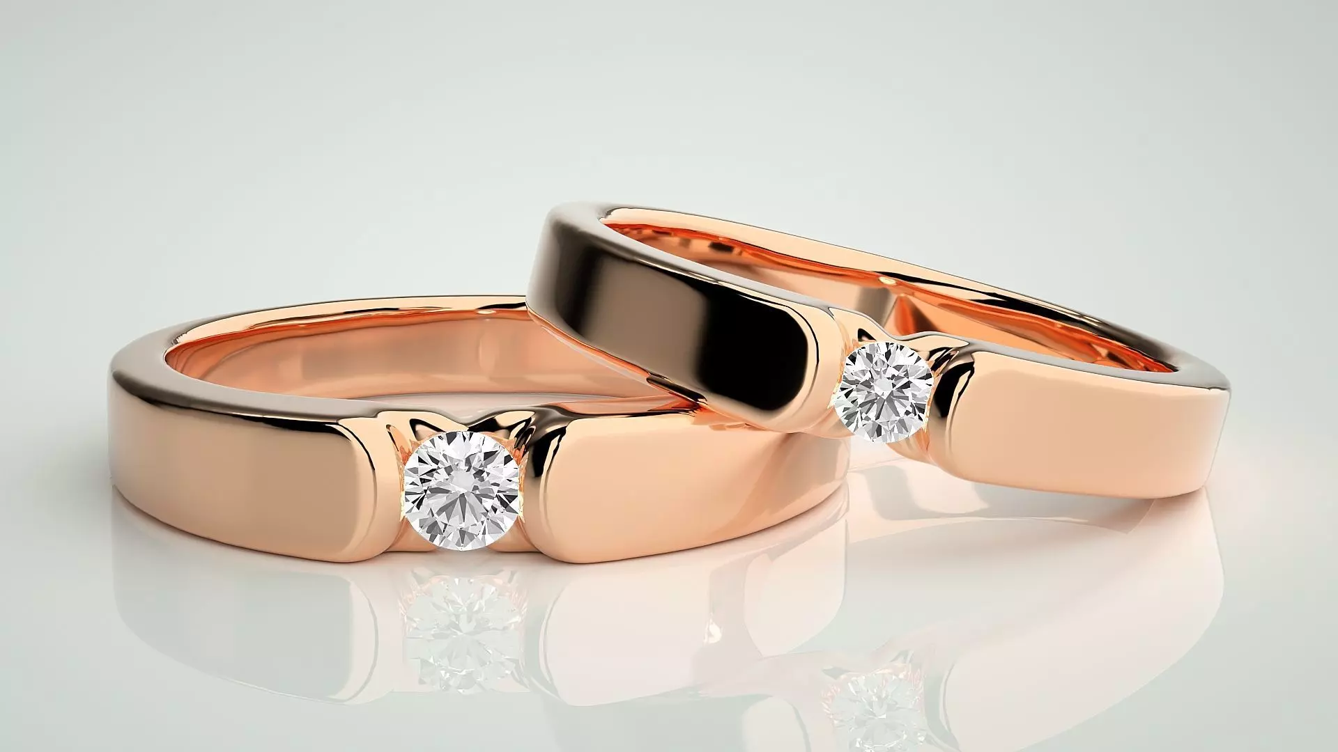 Couple Band Ring 3dm stl render detail 3D print model_0