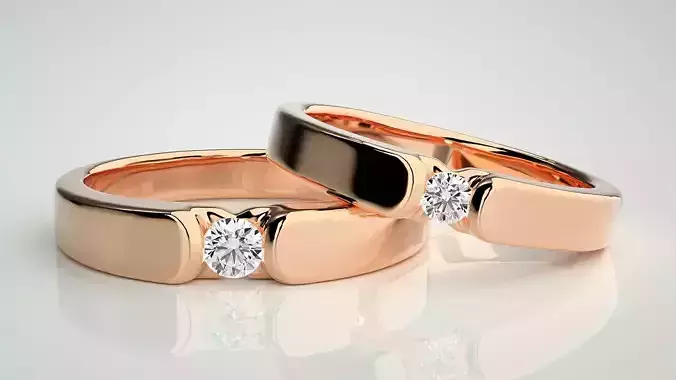 Couple Band Ring 3dm stl render detail 3D print model