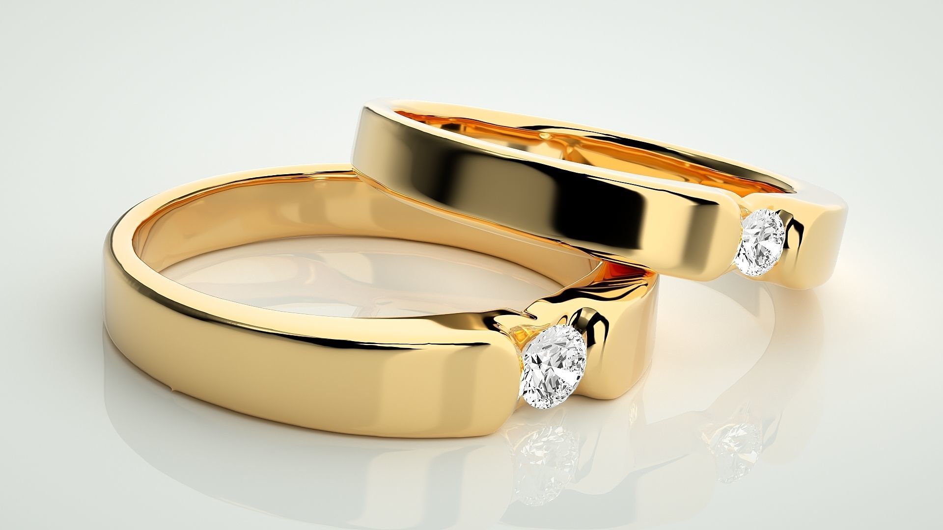 Couple Band Ring 3dm stl render detail 3D print model_10