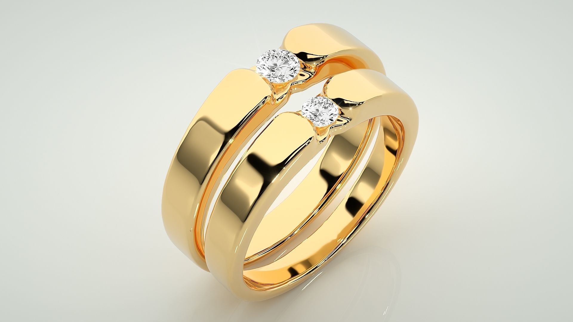 Couple Band Ring 3dm stl render detail 3D print model_12
