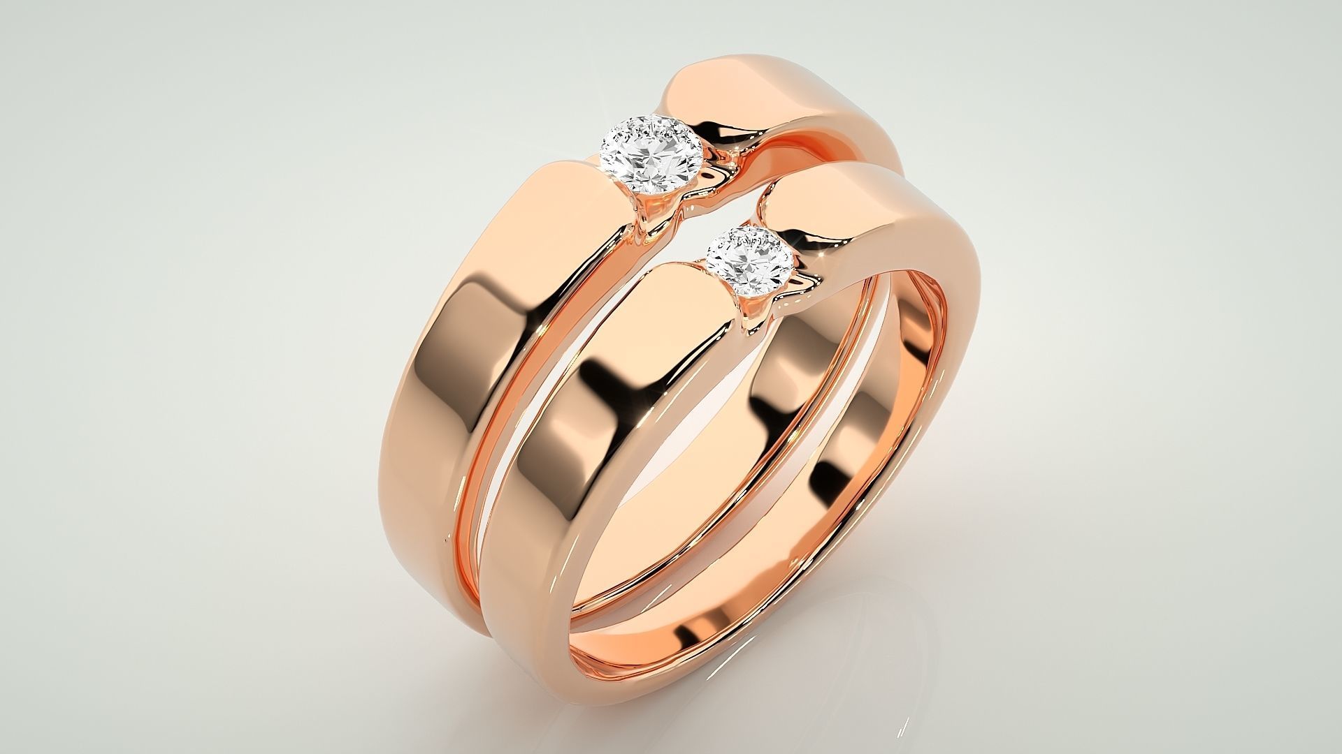 Couple Band Ring 3dm stl render detail 3D print model_4
