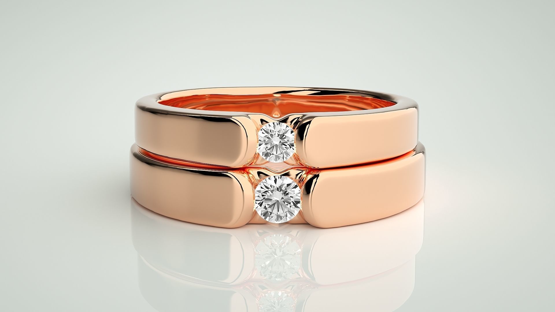 Couple Band Ring 3dm stl render detail 3D print model_2