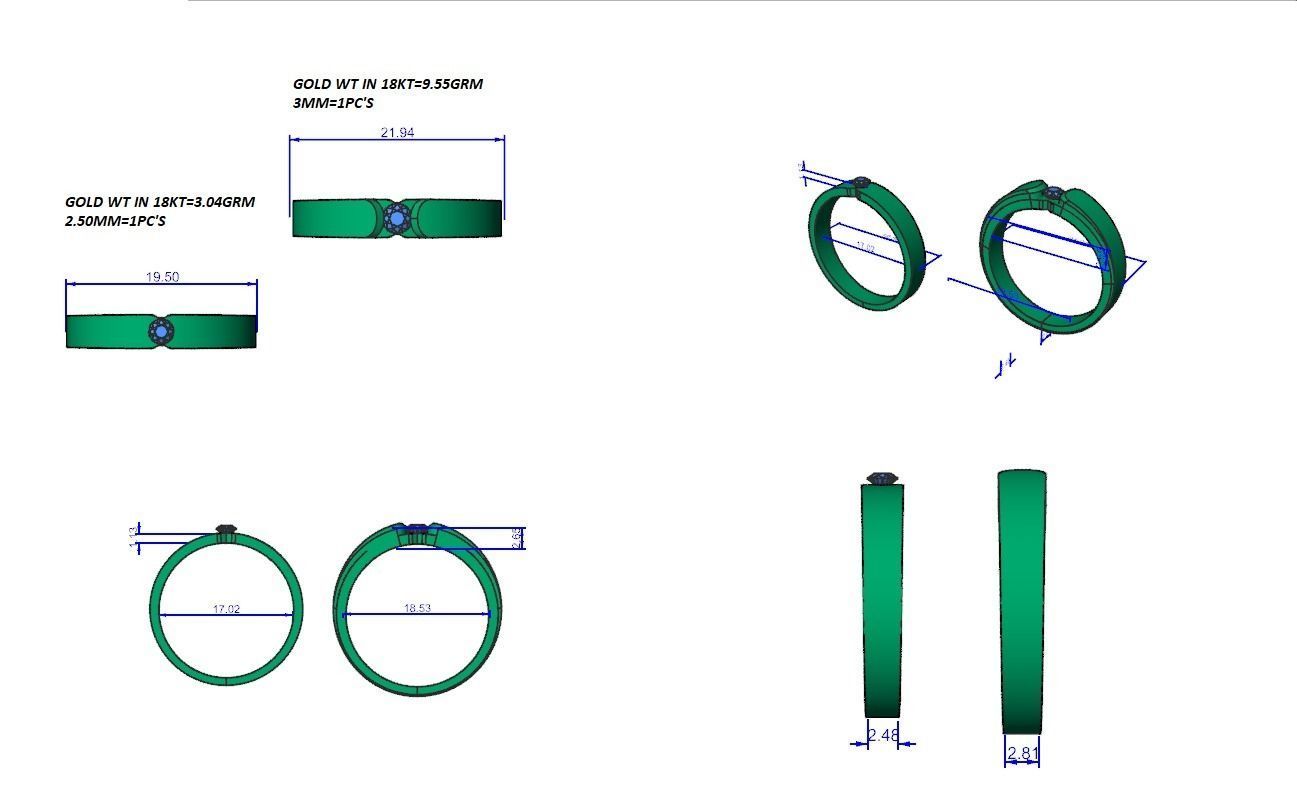 Couple Band Ring 3dm stl render detail 3D print model_3