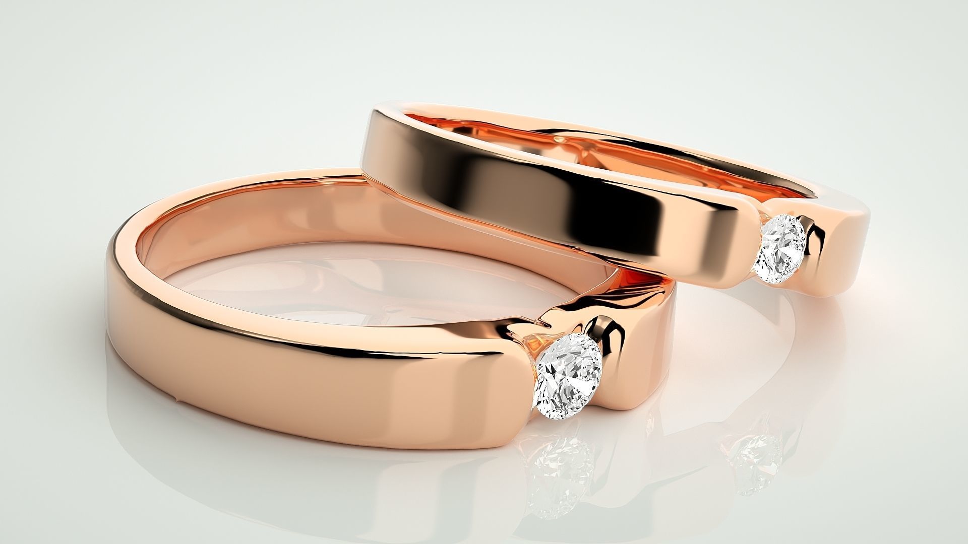 Couple Band Ring 3dm stl render detail 3D print model_1