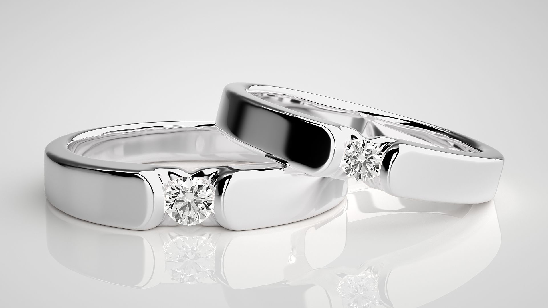 Couple Band Ring 3dm stl render detail 3D print model_5