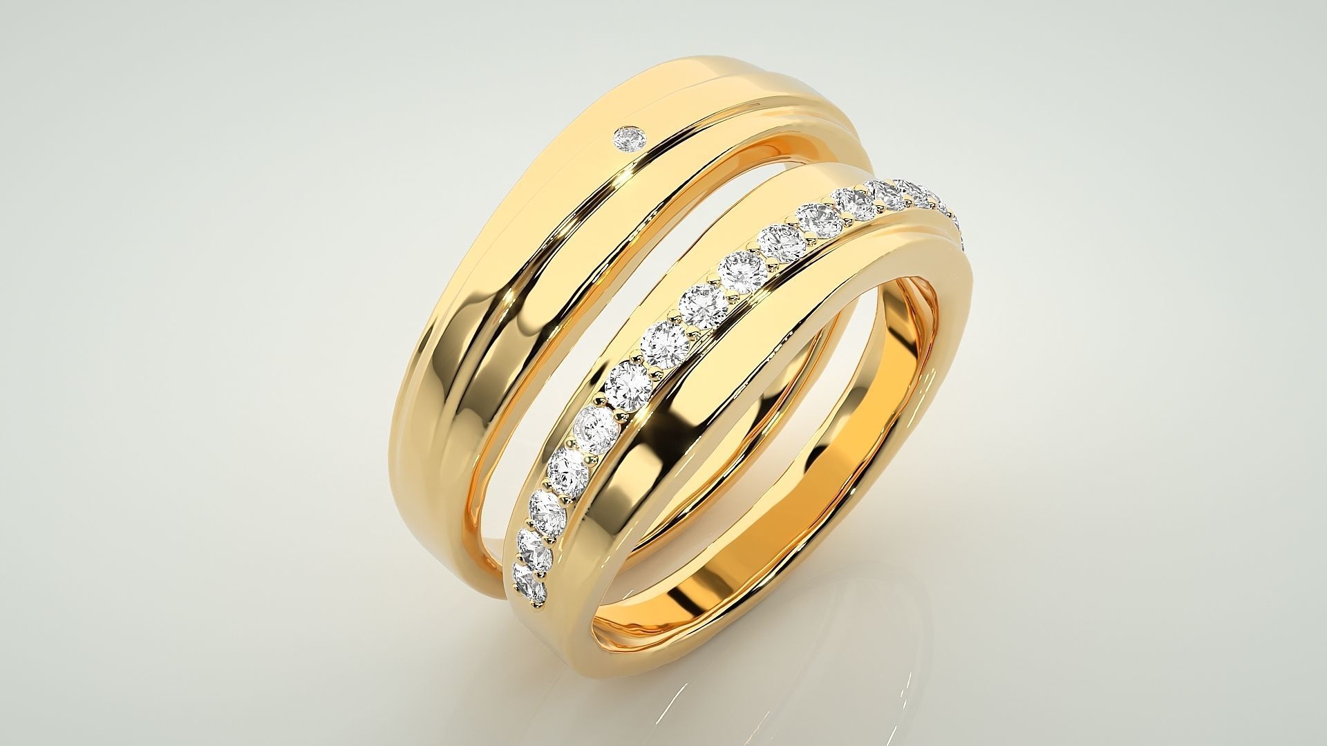 Couple Band Ring 3dm stl render detail 3D print model_12