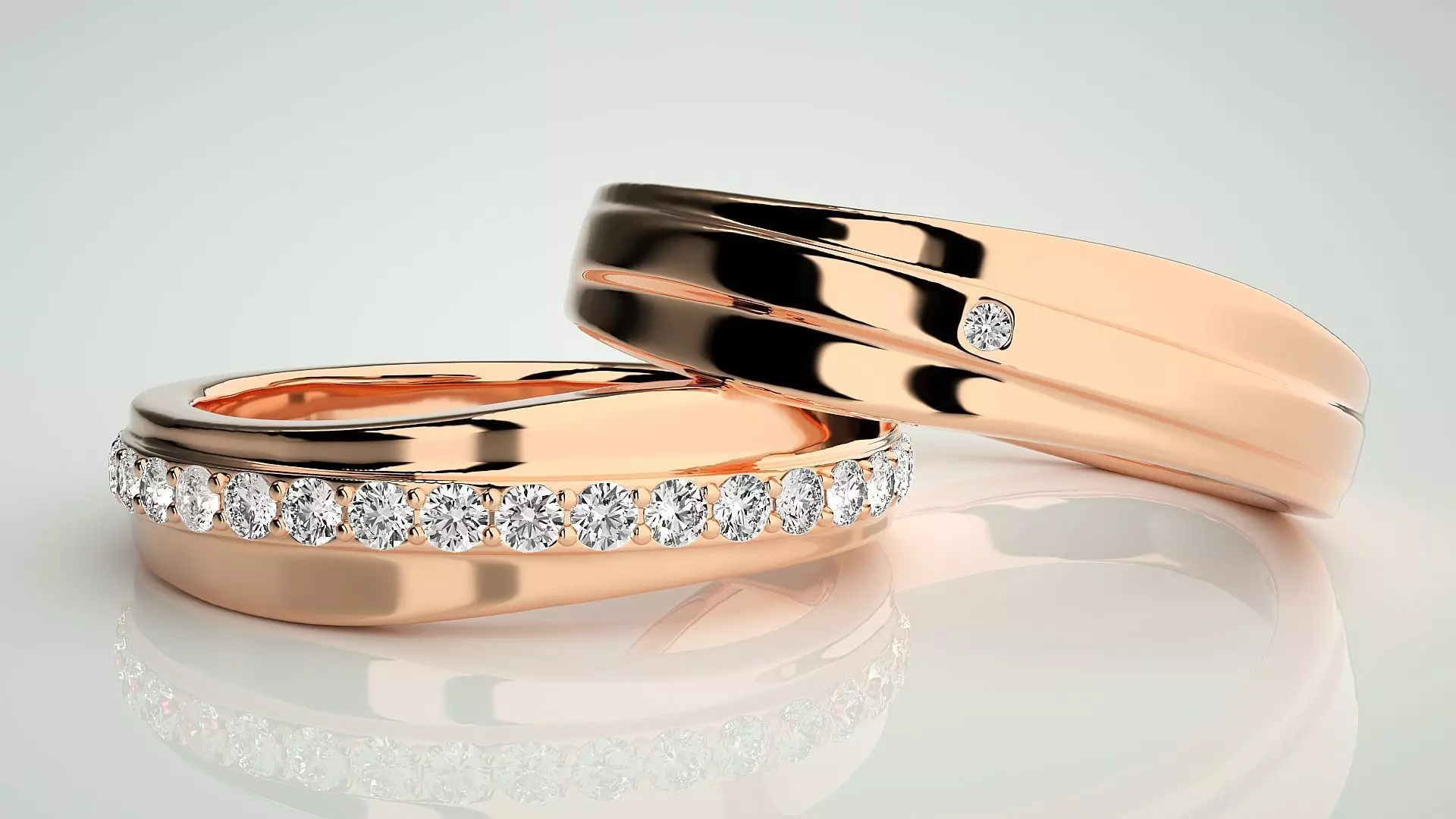 Couple Band Ring 3dm stl render detail 3D print model_0