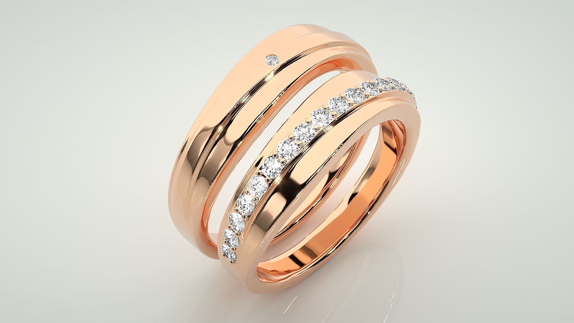 Couple Band Ring 3dm stl render detail 3D print model_4