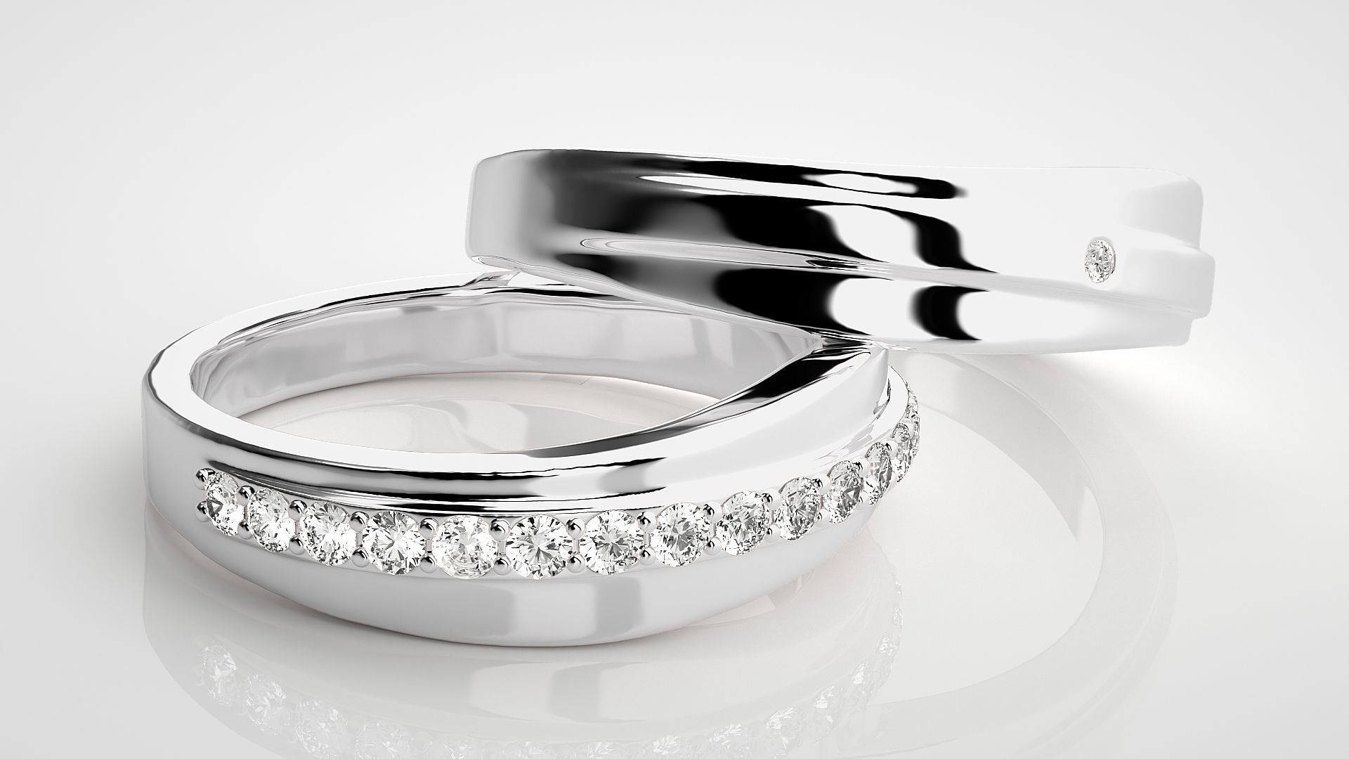 Couple Band Ring 3dm stl render detail 3D print model_6