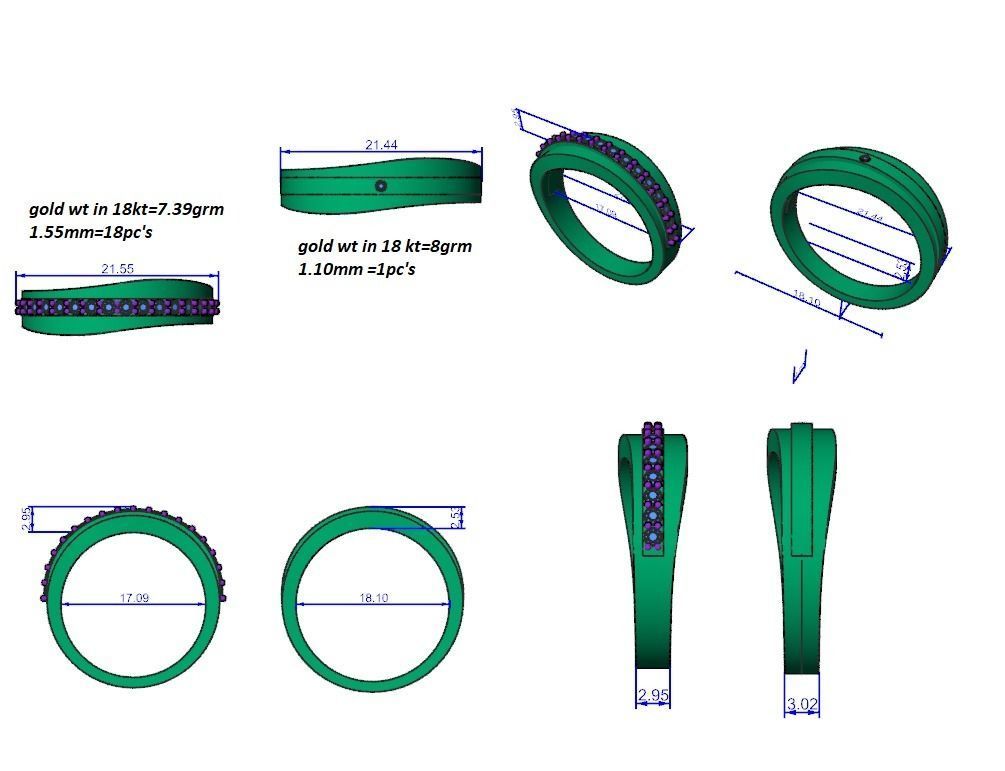 Couple Band Ring 3dm stl render detail 3D print model_3