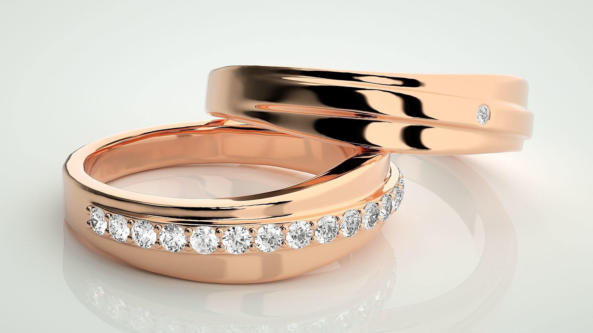 Couple Band Ring 3dm stl render detail 3D print model_1