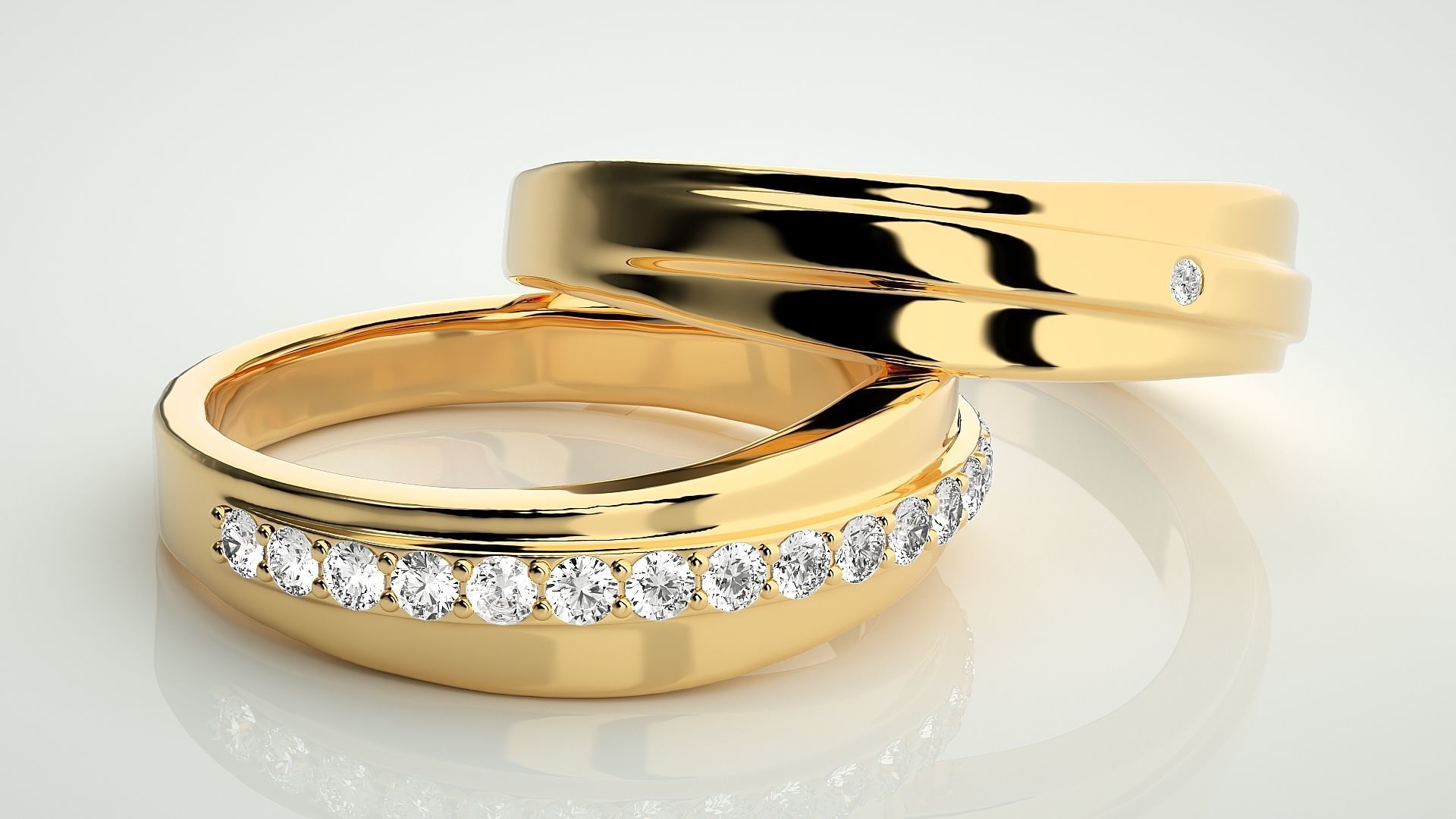 Couple Band Ring 3dm stl render detail 3D print model_10