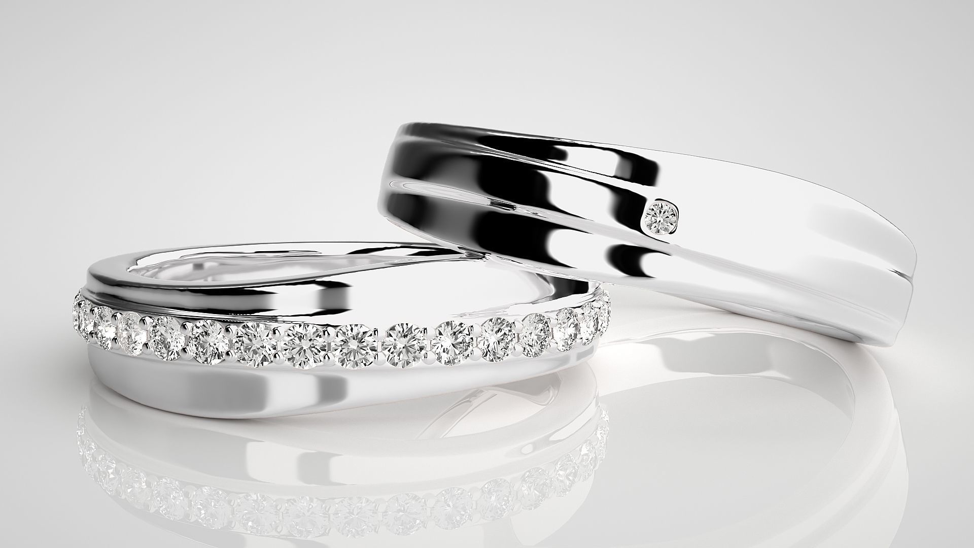 Couple Band Ring 3dm stl render detail 3D print model_5