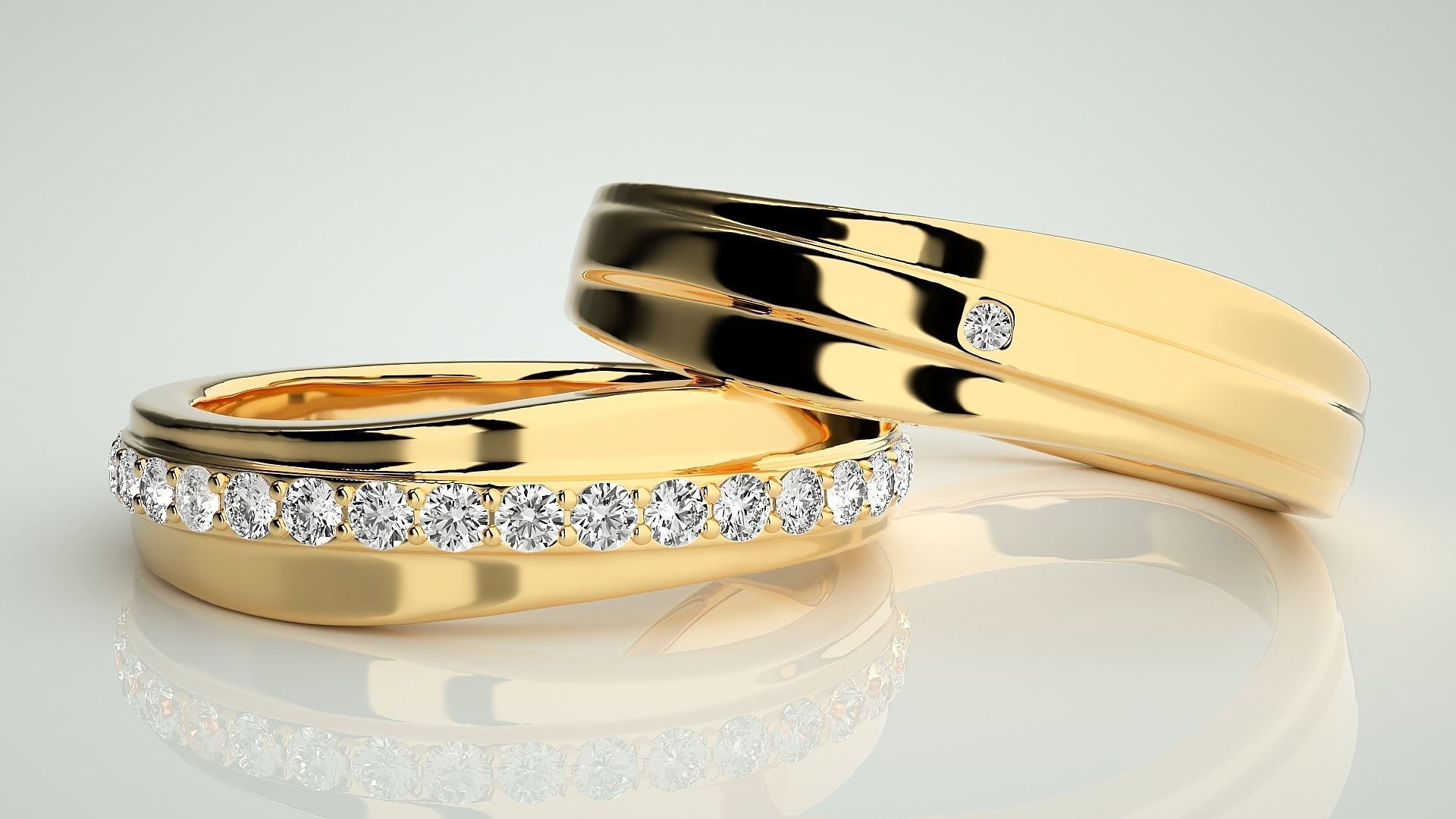 Couple Band Ring 3dm stl render detail 3D print model_9