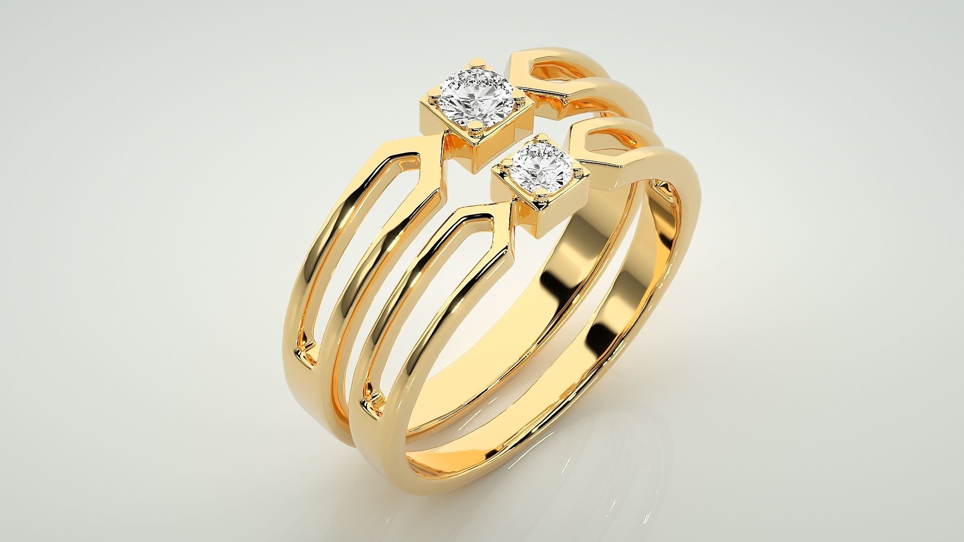 Solitaire Couple Band Ring 3dm stl render detail 3D print model_12